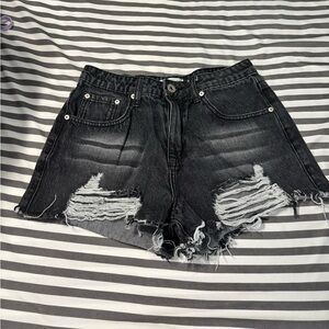 Dance & Marvel Ripped Black Jean Shorts